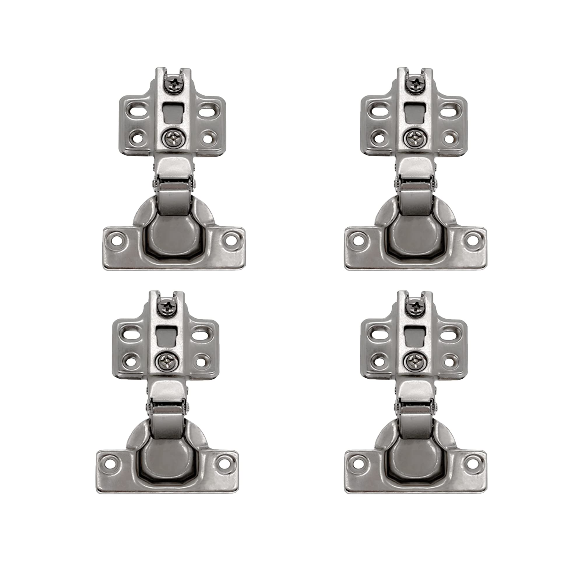 VEDURME 4-Pack Adjustable Spring Cabinet Door Hinges - Nickel Plated Half Overlay Hinges with Screws for Kitchen & Bathroom Cabinets - Perfect for Cabinet Door Installation & Repair