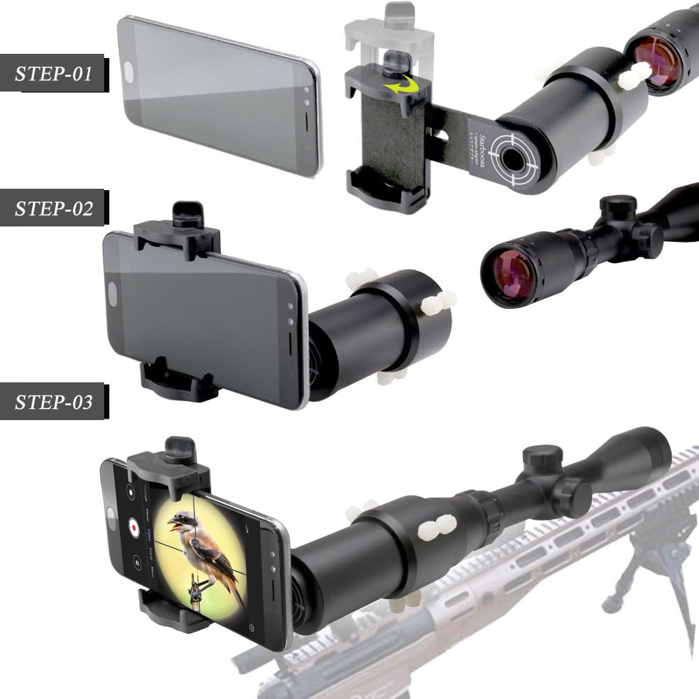 Rifle Scope Mount Camera Adapter - Smartphone Hunting Scope Adapter for Shooting Practice & Outdoor Education | Perfect for Hunting Tutorials, Target Practice & Wildlife Observation