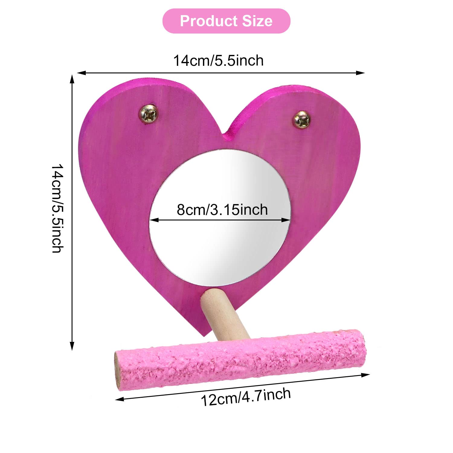 Colorful Wooden Bird Mirror with Perch - Natural Swing Toy for Parrots, Parakeets, Cockatiels, Lovebirds, Conures, Finches & Budgies - Perfect for Grooming, Play & Mental Stimulation in Bird Cages