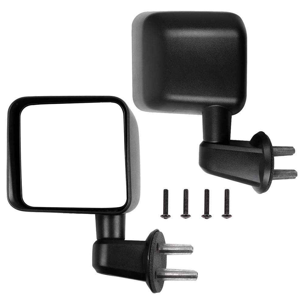 SCITOO Side View Mirrors Replacement for Jeep Wrangler 2007-2017 - Manual Adjustable & Folding, Non-Heated Pair - Perfect for Off-Roading, Daily Commuting & Adventure Driving