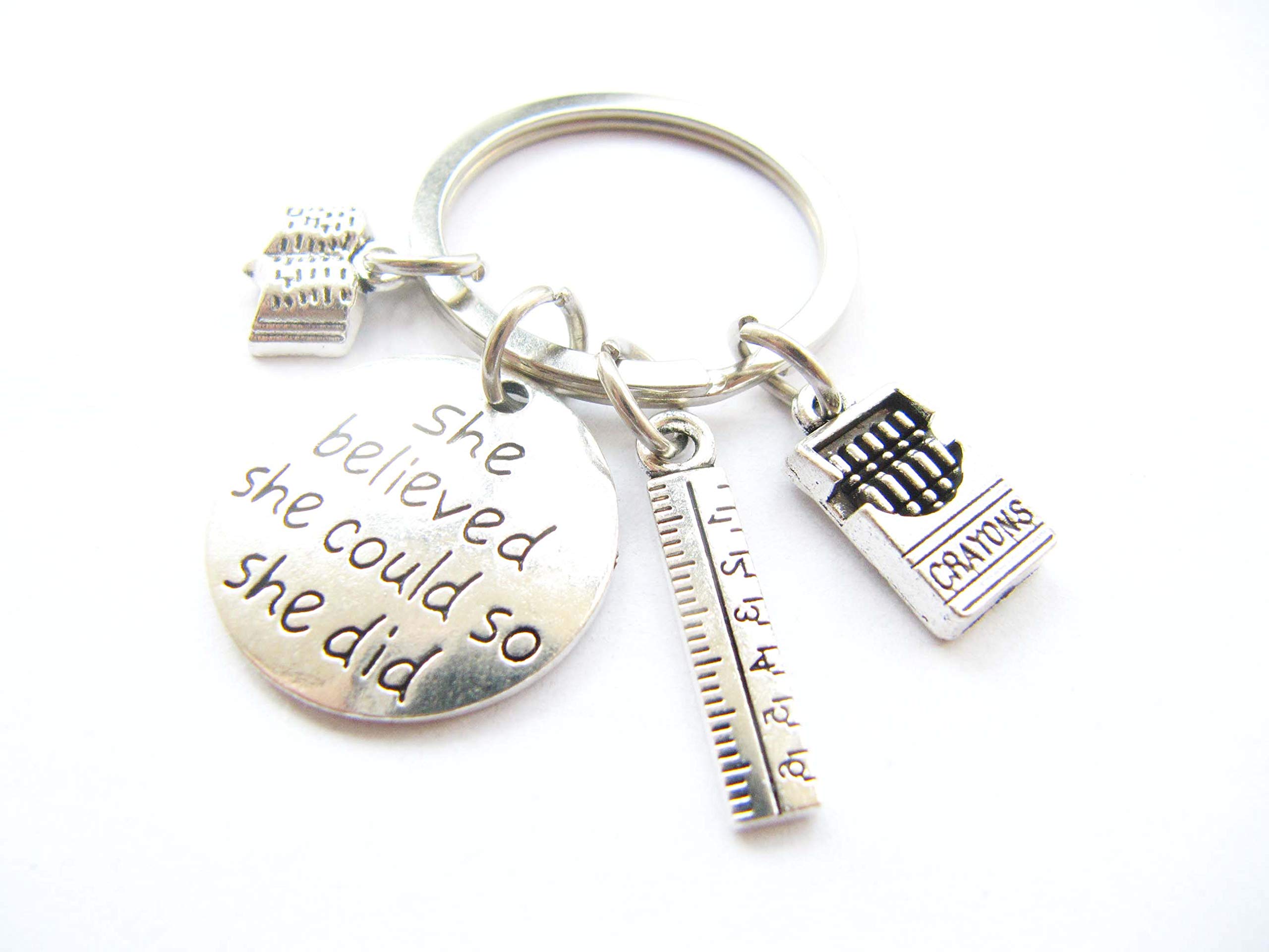 Inspirational 'She Believed She Could So She Did' Keychain - Motivational Teacher Gift, Book Lover Present, School Supplies Accessory - Perfect for Back to School, Graduation, and Appreciation Gifts