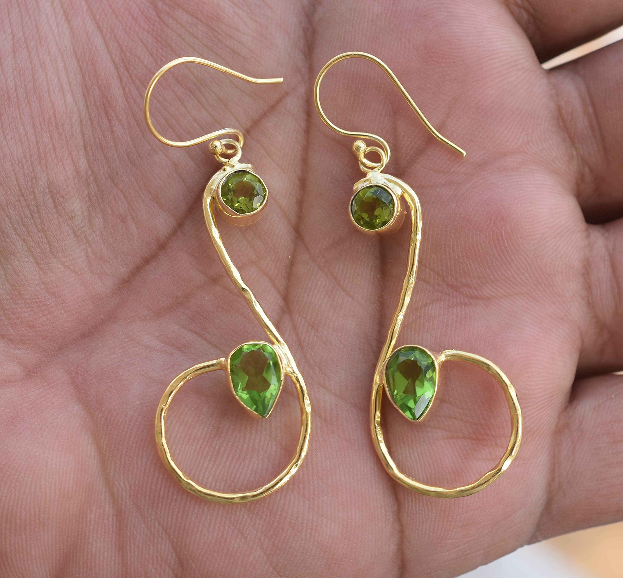 18K Gold Plated Peridot Earrings for Women - August Birthstone Handmade Jewelry with Green Gemstone - VE-281 | Perfect Gift for Birthday, Anniversary & Special Occasions
