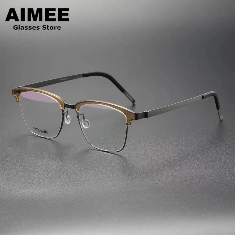 Aimee Unisex Full Rim Square Screwless Titanium Eyeglasses 69835 - Lightweight Durable Frame for Men & Women - Perfect for Reading, Work, and Everyday Use