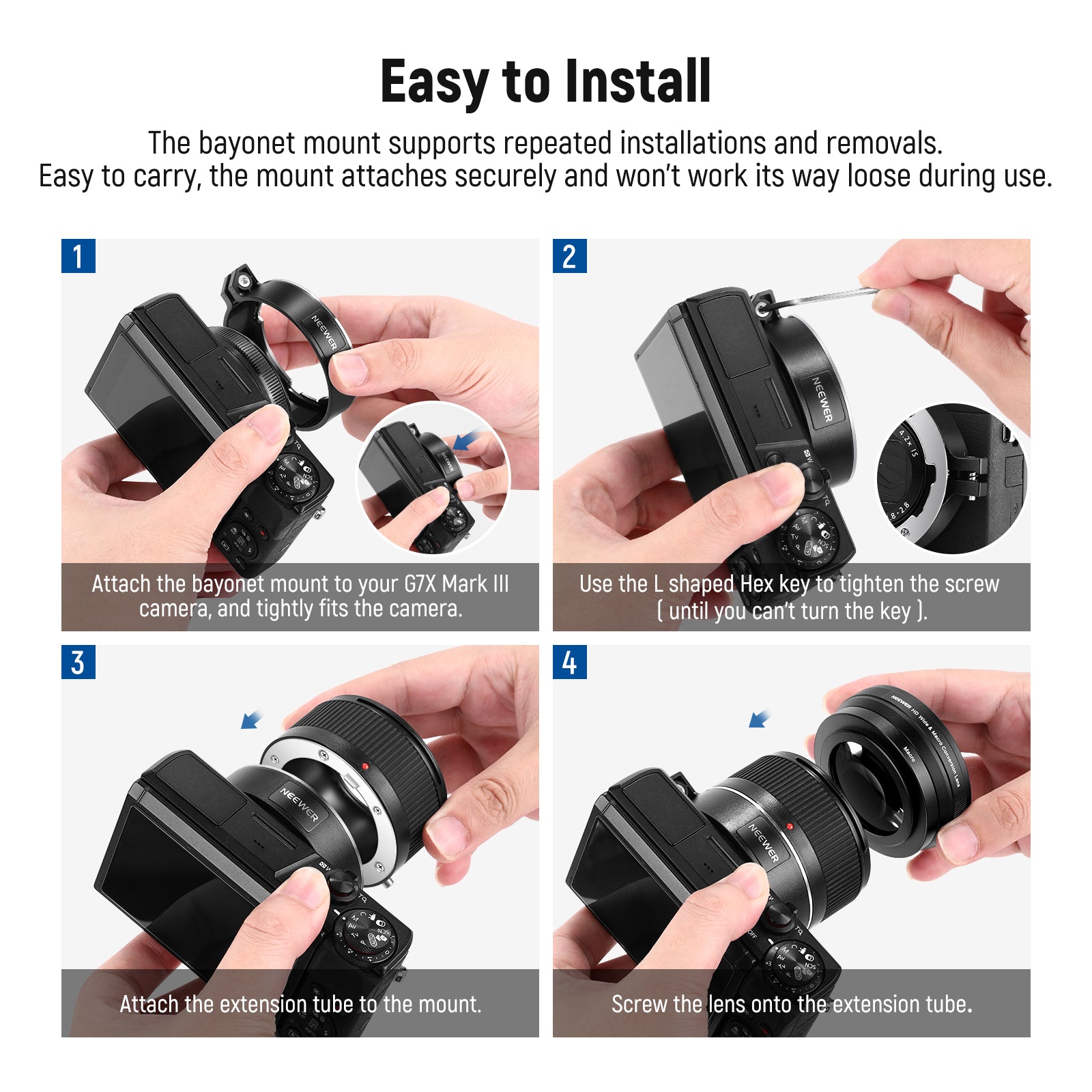 NEEWER 2-in-1 Wide Angle & 10x Macro Lens for Canon G7X Mark III - Compatible with Canon PowerShot G7 X Mark III Camera - Perfect for Vlogging, Travel Photography, and Close-Up Shots