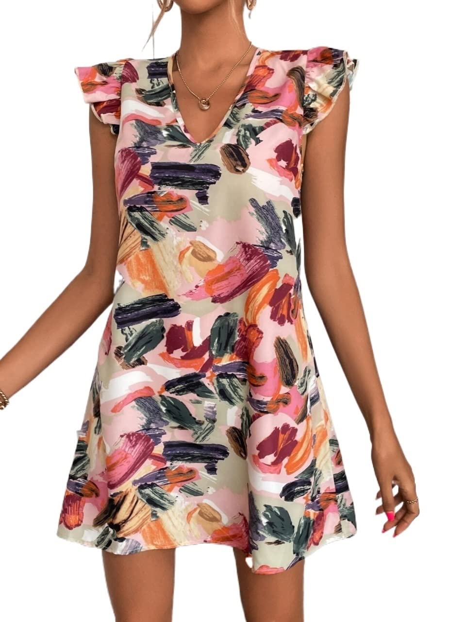 2022 Women's Summer Dresses - Floral Allover Print Maxi Dress with Ruffle Trim | Beach Vacation, Party & Casual Wear