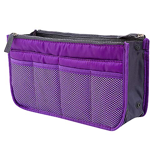 NSZZJIXO9 Women's Travel Organizer - Handbag Storage Pouch, Wallet Insert & Toiletry Bag for Purse Organization | Perfect for Travel, Daily Use & Makeup Storage (Purple)