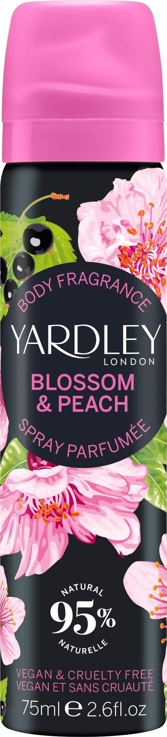 Yardley London Blossom & Peach Body Spray for Women - Floral Fragrance with Citrus & Cassis Notes - 75ml Body Mist for Daily Use, Date Nights & Special Occasions