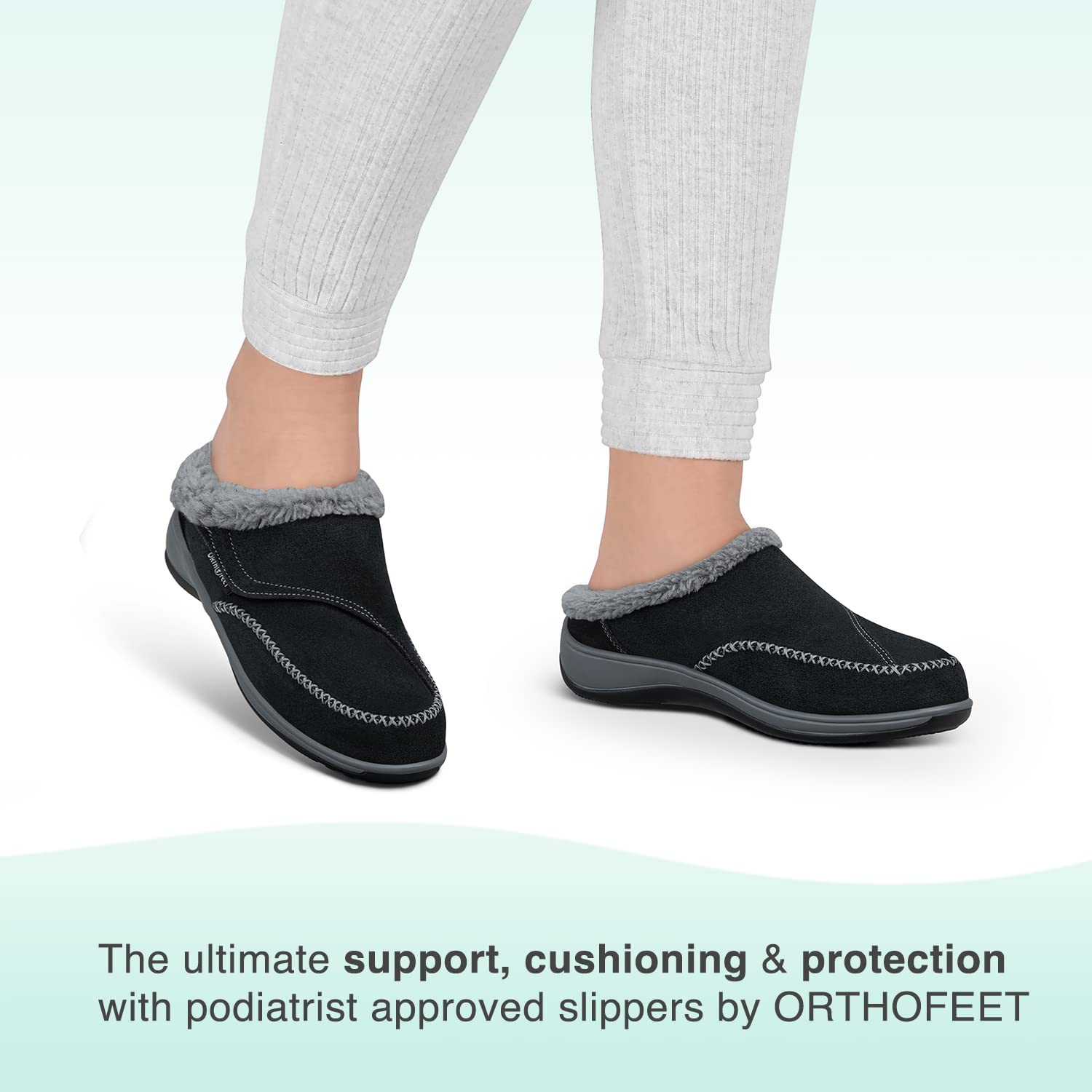 Orthofeet Women's Orthopedic Slippers with Faux Fur Lining - Comfortable House Shoes for Plantar Fasciitis, Arthritis & Diabetic Foot Pain Relief - Perfect for Indoor Relaxation & Post-Surgery Recovery