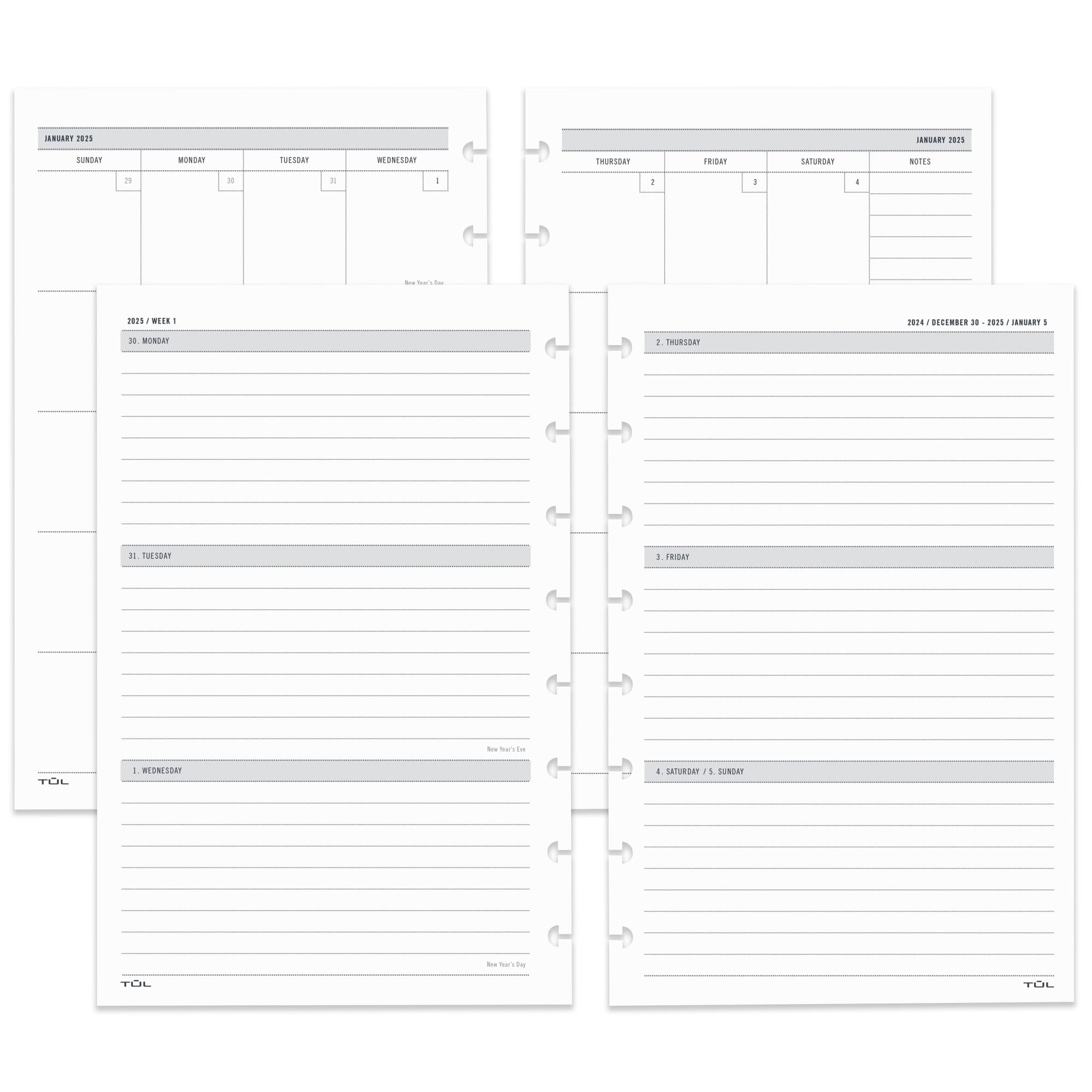 2025 TUL® Discbound Weekly & Monthly Planner Refill Pages - Junior Size (January-December) | Perfect for Students, Office & Home Organization | Durable Paper for Daily Planning & Note Taking