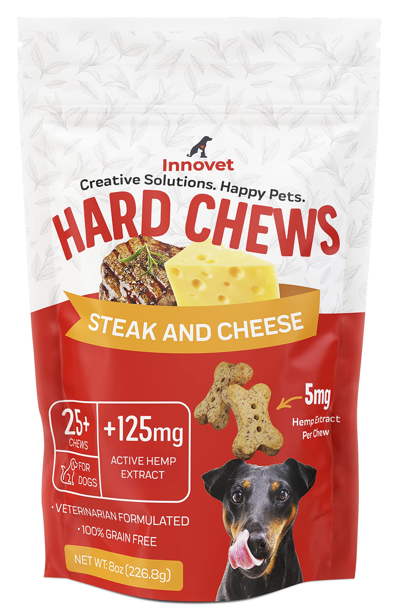**Innovet Pet Products 100% Organic Hemp Dog Treats for Anxiety & Stress Relief - Natural Calming Treats for Aggressive & Hyperactive Dogs - Steak & Cheese Flavor - Made in USA - Perfect for Travel, Training & Daily Relaxation**