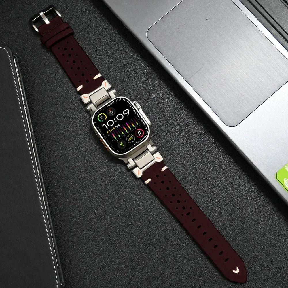 Premium Genuine Leather Bands for Apple Watch - Durable & Stylish Replacement Straps for Workouts, Office & Everyday Wear