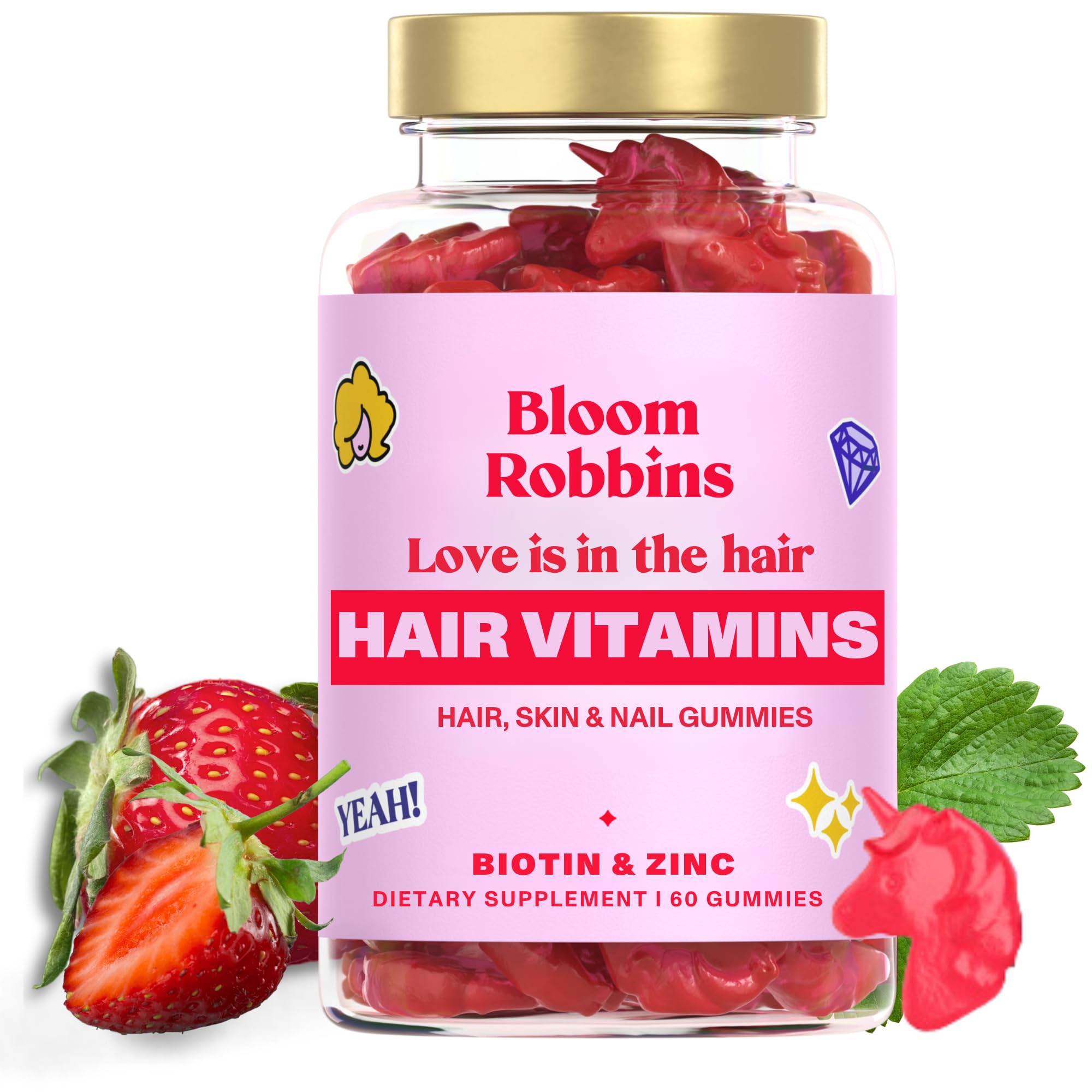 60 Count Hair Growth Gummies with 5000mcg Biotin - Vegan, Non-GMO Vitamins for Women to Promote Faster Hair Growth & Healthy Skin & Nails - Perfect for Daily Beauty Routine & Thinning Hair Care
