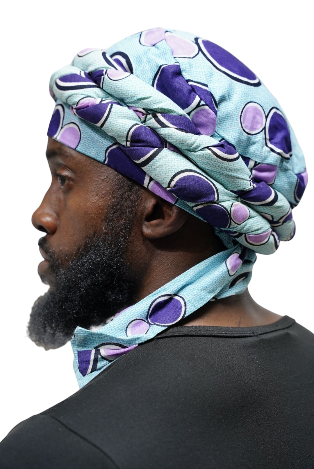 Dupsie's Agada Blue Cotton Pre-Wrapped Turban for Women - Soft & Comfortable Head Wrap for Hair Protection, Post-Chemo, Sleep & Fashion (DPH3845PT) - Perfect for Everyday Wear, Workouts & Relaxation