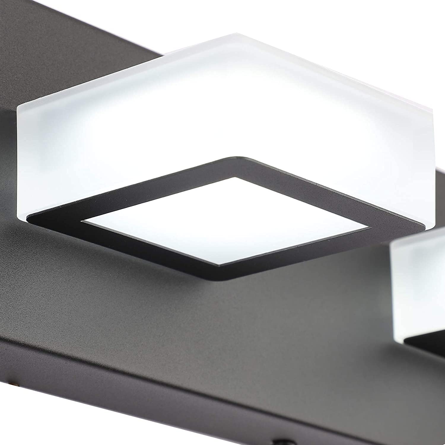 Ralbay 6-Light Dimmable LED Bathroom Vanity Light - Matte Black Modern Wall Sconce with Acrylic Shade, 6000K Cool White - Perfect for Mirror Lighting, Powder Room & Spa-Style Bathroom Decor