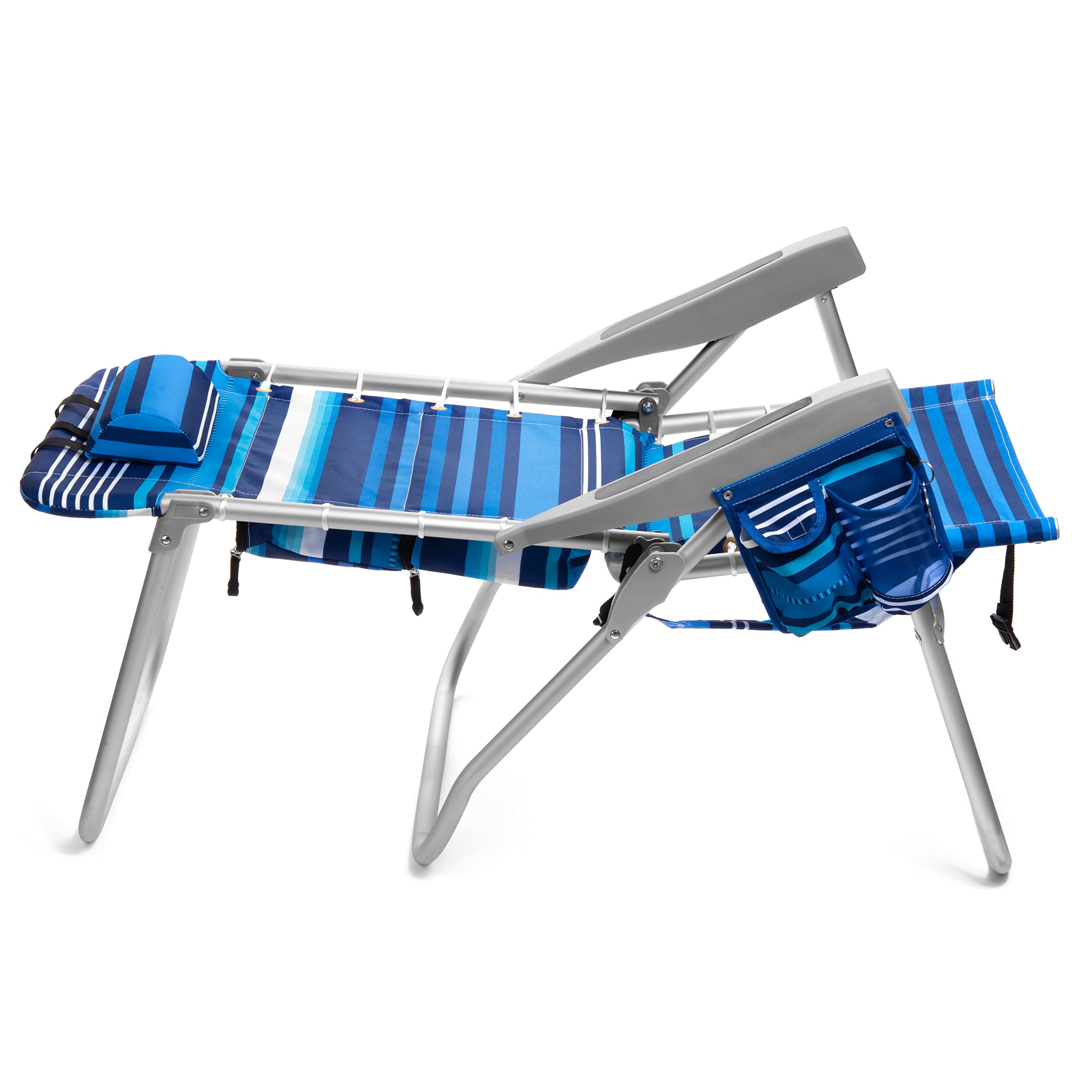 Homevative Portable Backpack Fold-Up Beach Chair - 5 Position Reclining, Built-in Towel Bar, Cooler Pocket, Storage Pouch & Cup Holder - Perfect for Beach, Camping, Picnics and Outdoor Relaxation