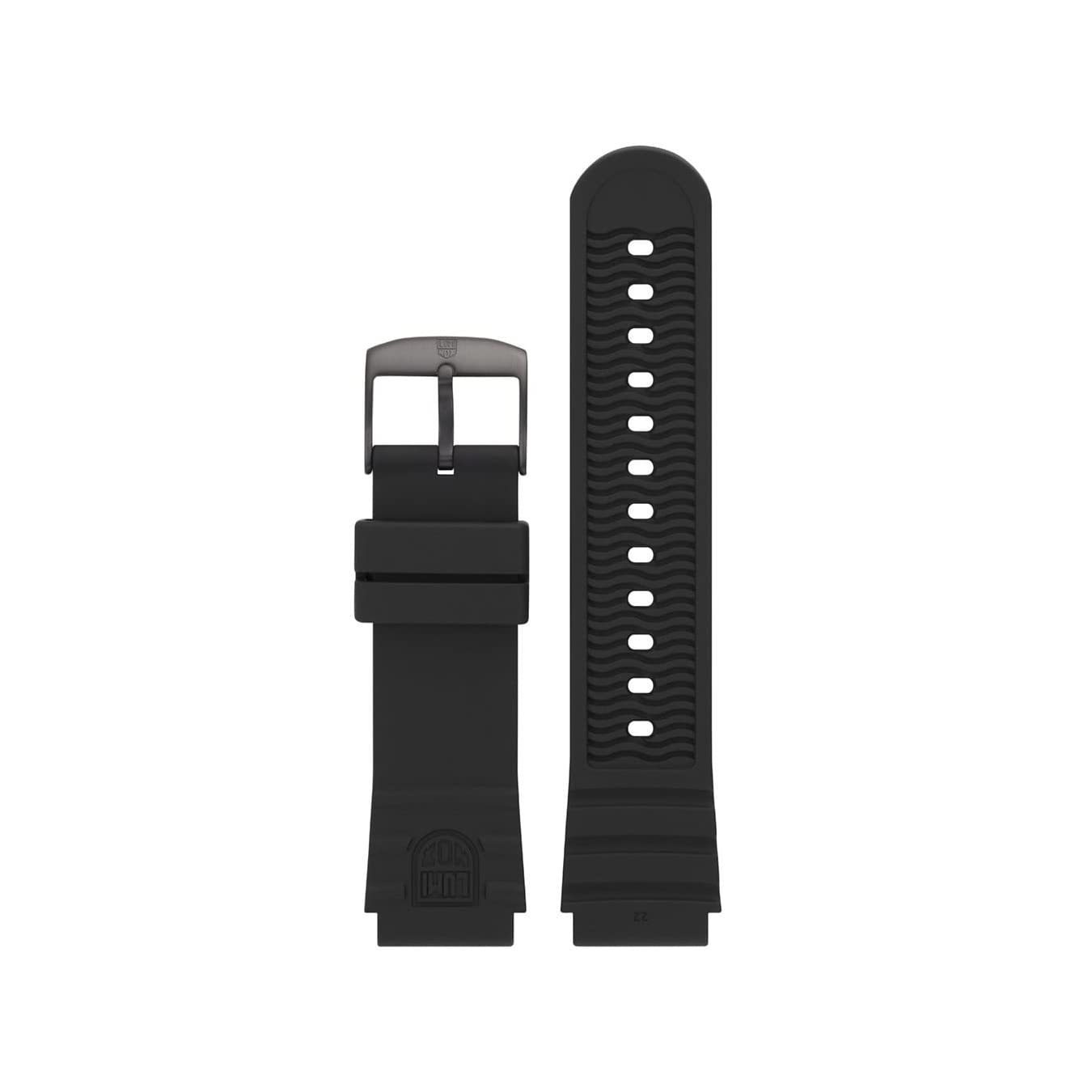 Luminox 22mm Black PU Watch Band with Steel Buckle - Replacement Strap for 0320 0321 0325 - Durable Men's Watch Accessory for Outdoor & Daily Wear