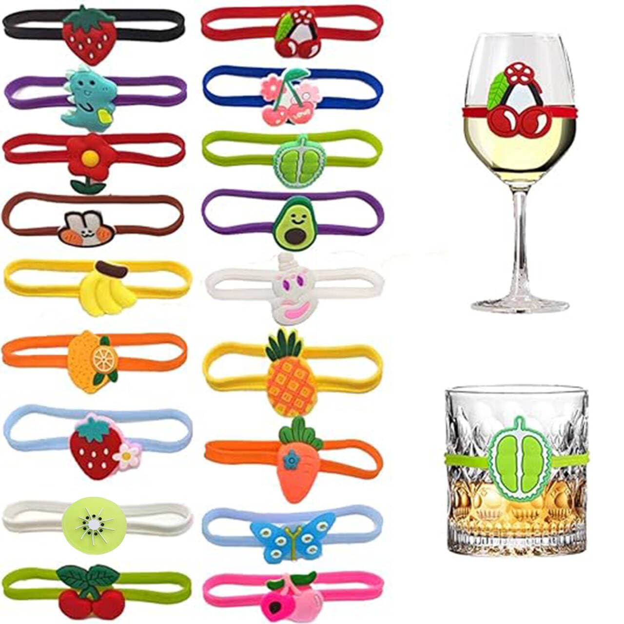 18Pcs Silicone Wine Glass Markers - Funny Drink Tags for Wine Glasses & Bottles - Perfect for Party Identification, Family Gatherings & Social Events