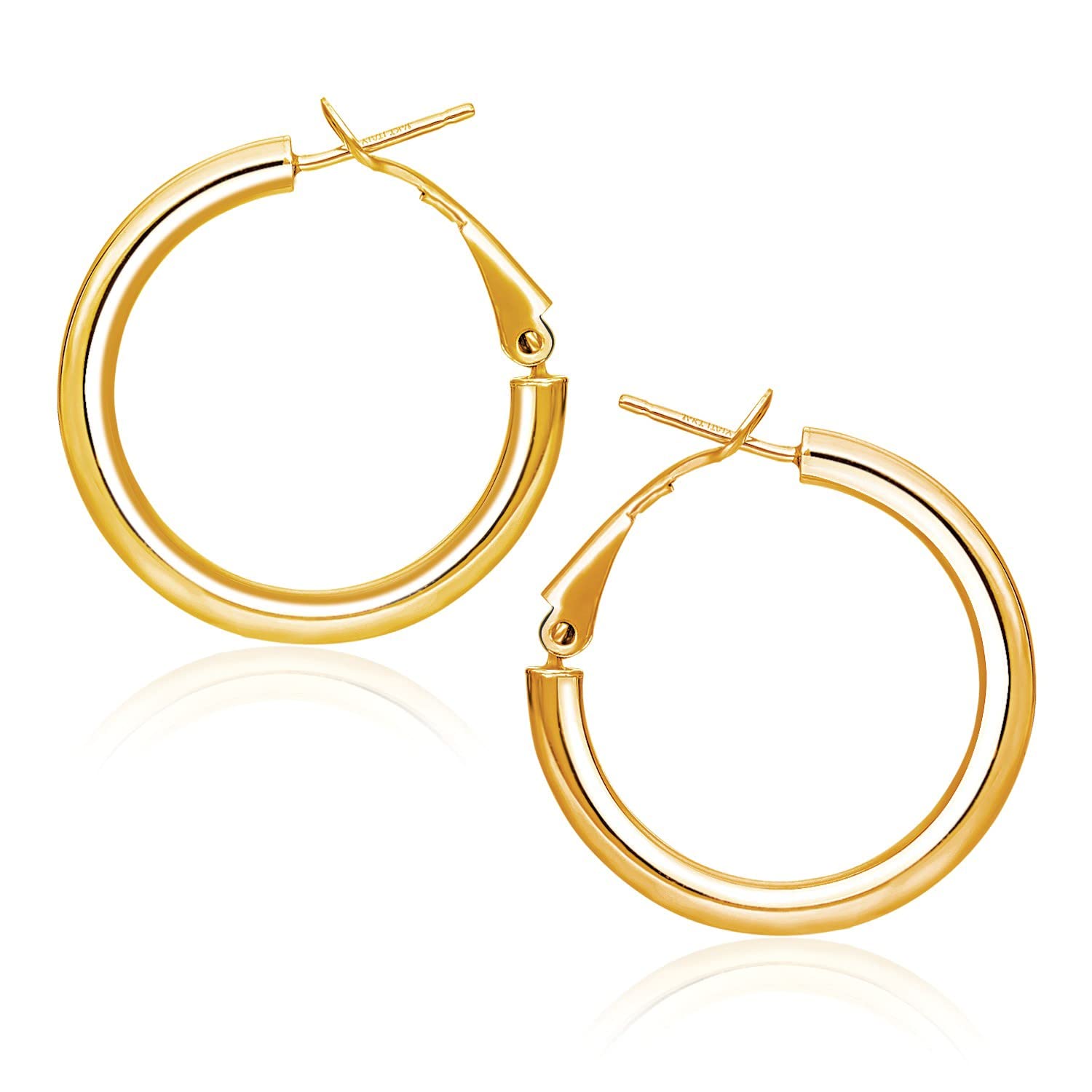 14K Yellow Gold High Polish Hoop Earrings for Women - Diamond2Deal | Elegant Everyday & Party Jewelry Gift