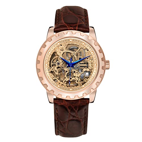 Rose Gold/ Brown Leather