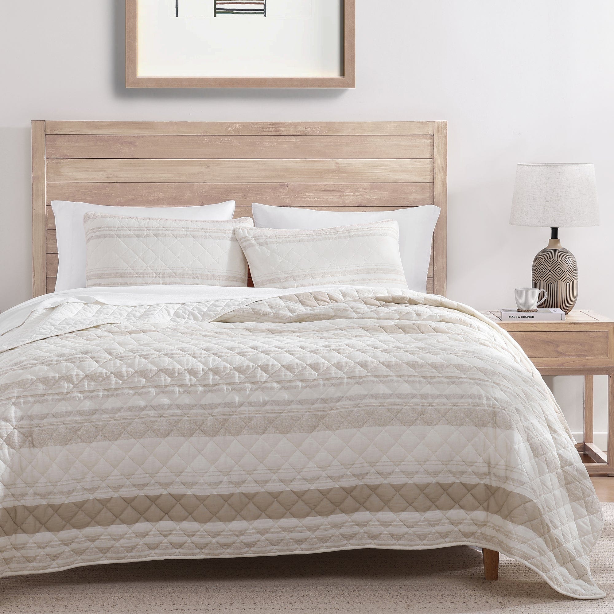 Mystic Stripe Cotton Gauze Quilt Set - Soft Breathable Bedding for Summer - Perfect for Guest Rooms, Vacation Homes & Cozy Bedroom Decor