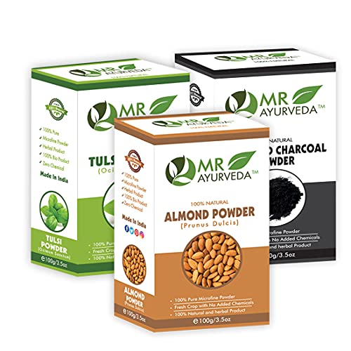 Almond Powder + Tulsi Powder + Activated Charcoal Powder