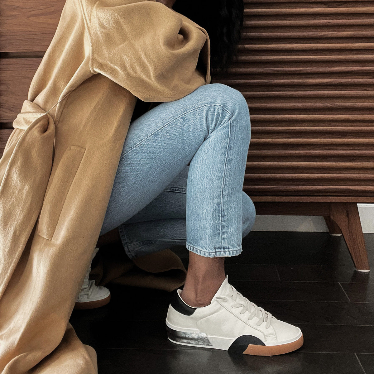 ZINA White & Black Leather Sneakers for Women - Comfortable Casual Walking Shoes for Work, Travel & Everyday Wear