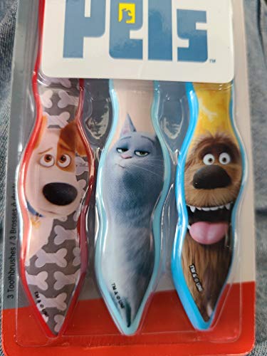 Max, Snowball & Duke The Secret Life of Pets 3-Pack Toothbrushes for Kids - Fun Character Dental Care Set for Children's Oral Hygiene - Perfect for Bathroom, Travel & Gift Giving