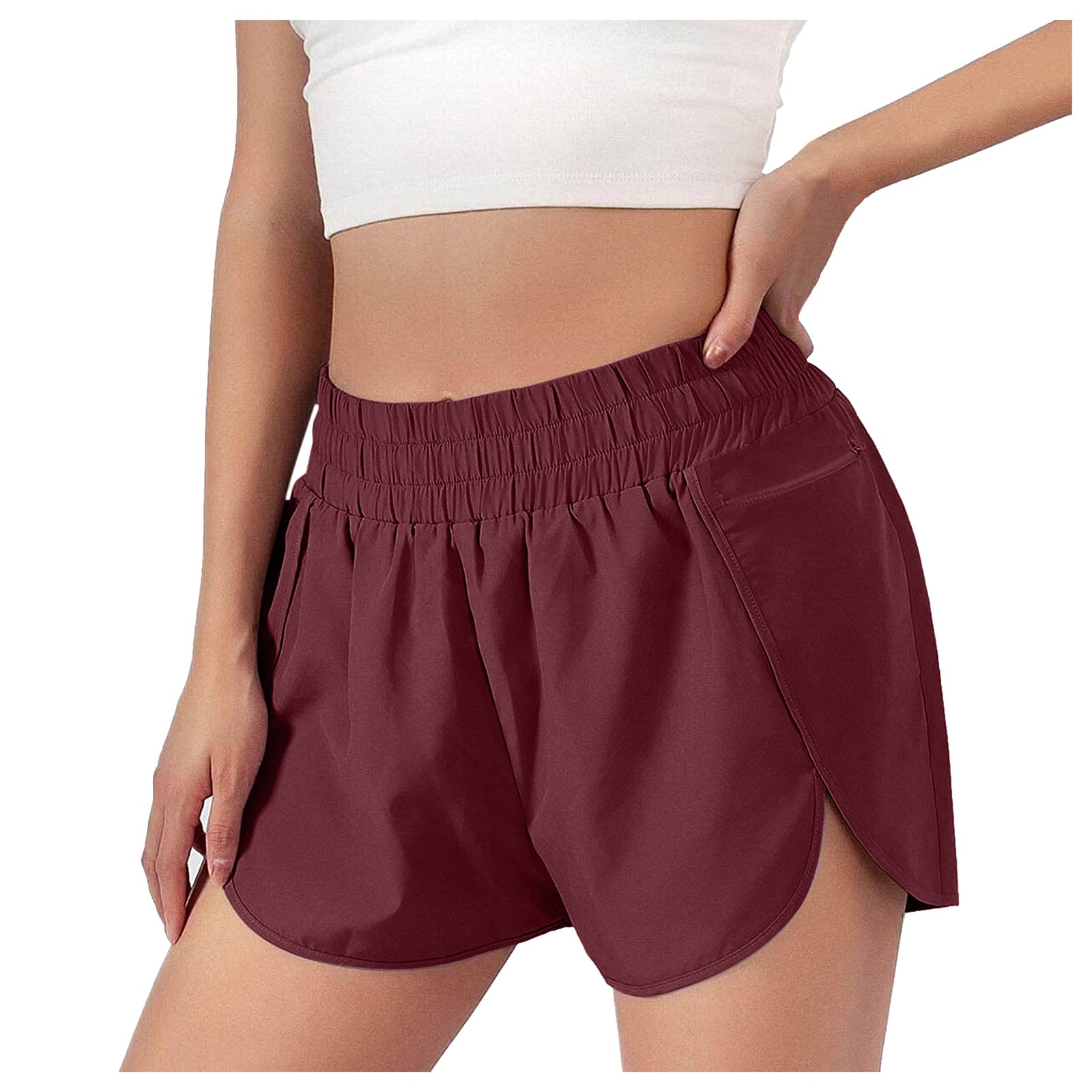 Women's High Waist Athletic Workout Shorts - Stretchy Gym Running Shorts with Pockets for Yoga, Jogging & Summer Activities - Breathable Fitness Clothing for Women
