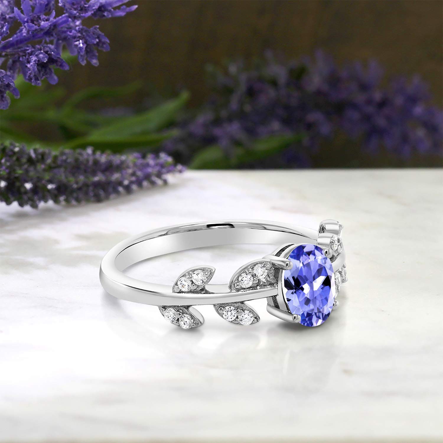 Gem Stone King Twisted Olive Branch Leaf Vine Band Wedding Ring for Women - 925 Sterling Silver, 7x5mm Oval Birthstone Ring (Sizes 5-9) | Elegant Fine Jewelry Gift for Wife, Mom, Anniversary, Engagement | Perfect for Weddings, Bridal Shower, Valentine's Day & Special Occasions
