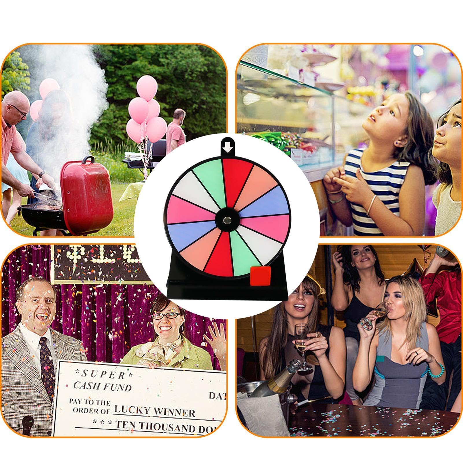 Spinning Prize Wheel with Stand - 12 Slot Roulette Wheel Game for Fortune & Fun | Non-Slip Detachable Spinner with Erasable Acrylic Board | Perfect for Carnivals, Parties, Classroom Rewards & Casino-Themed Events