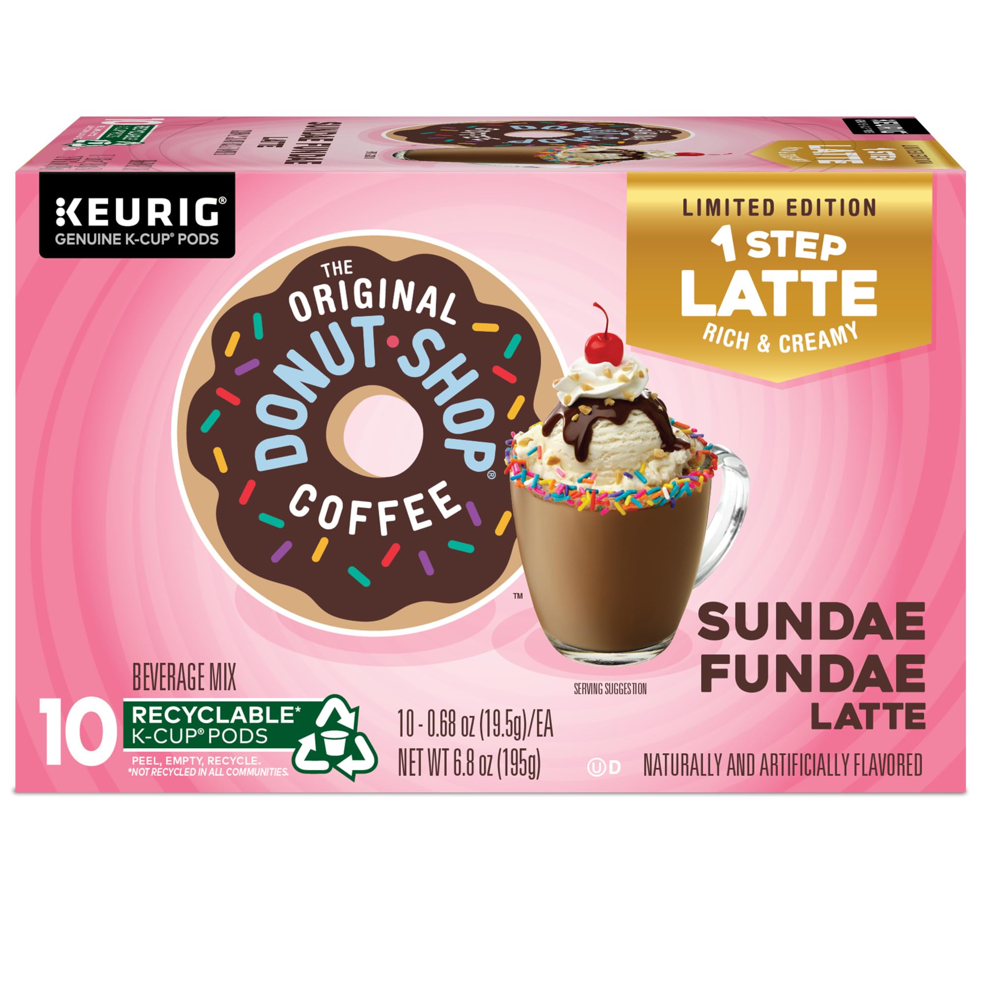 The Original Donut Shop Sundae Fundae One-Step Latte - Keurig Single Serve K-Cup Pods, 60 Count (6 Packs of 10) - Perfect for Office Coffee Breaks & Home Morning Routines