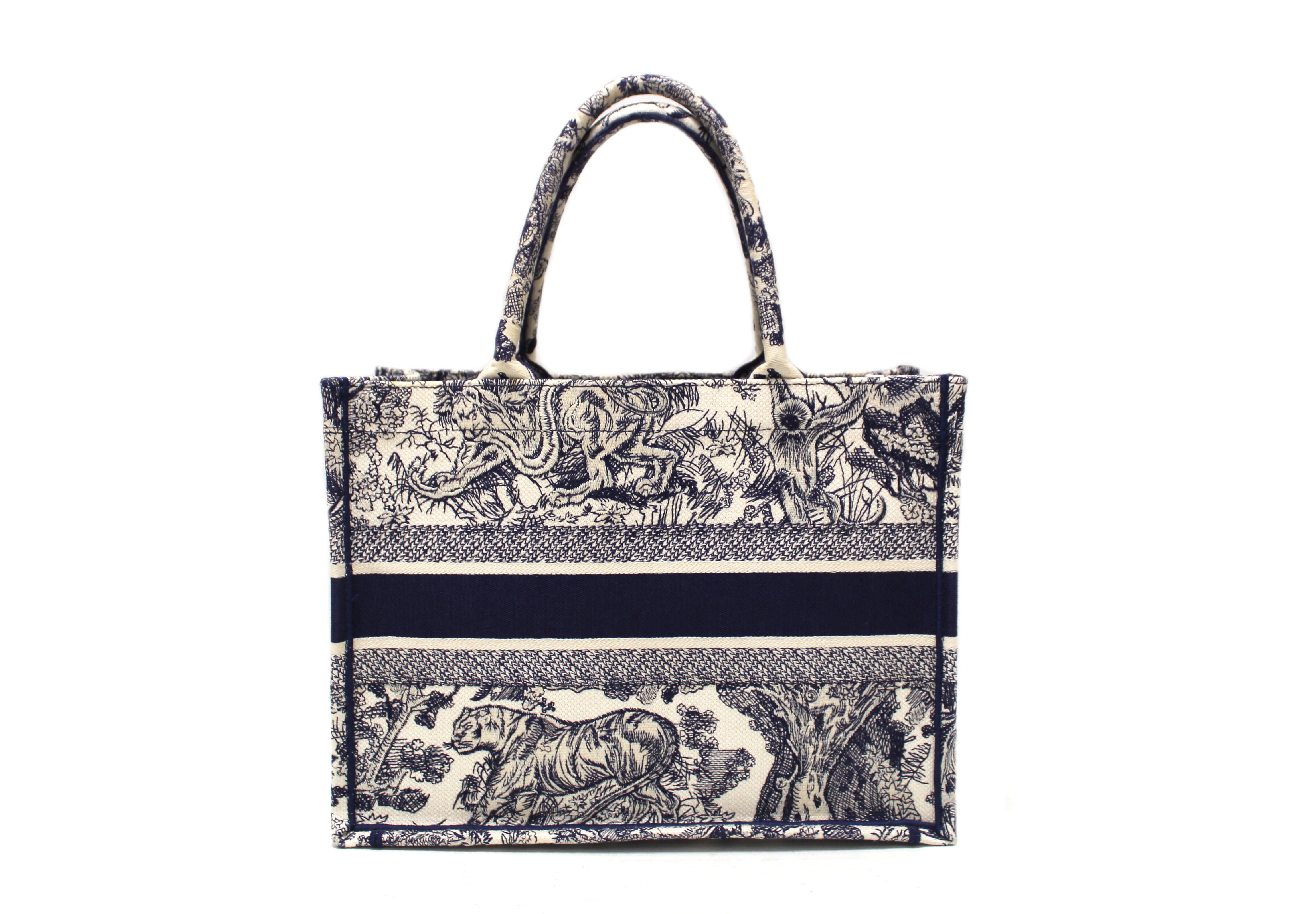 Authentic Christian Dior Blue Toile de Jouy Embroidery Medium Dior Book Tote Bag - Luxury Designer Handbag for Women, Perfect for Travel, Work & Everyday Use