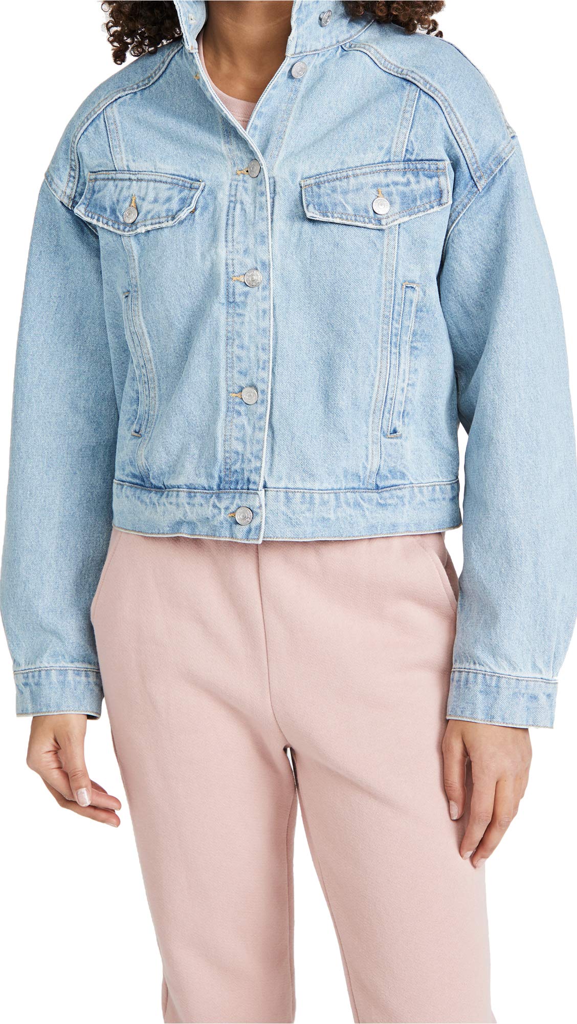 Free People Women's Comet Denim Bomber Jacket - Vintage Inspired Lightweight Denim Jacket for Women | Perfect for Casual Outfits, Spring Layering & Street Style Fashion