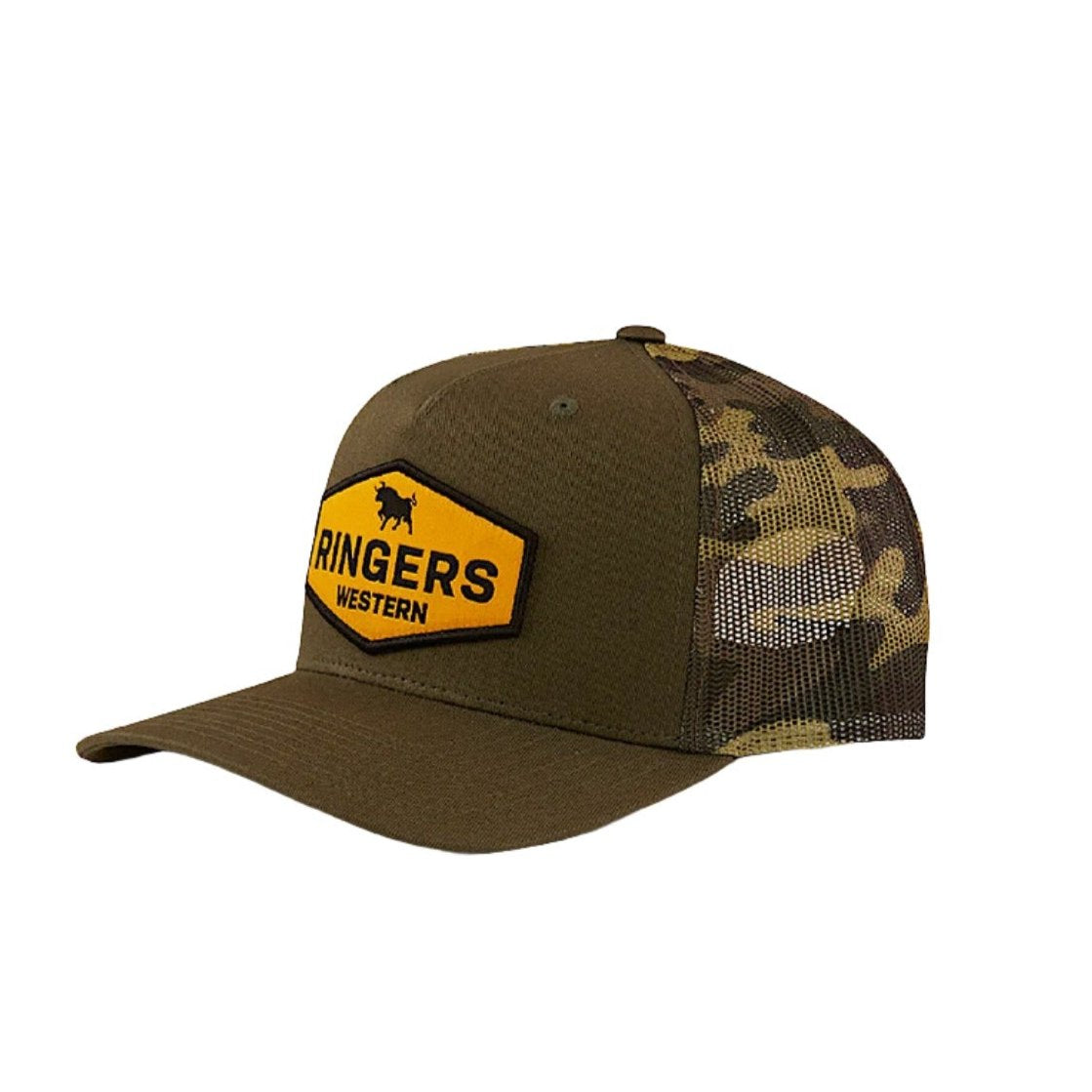 Ringers Western Scotty Trucker Cap - Military Green Camo Hat for Men & Women | Adjustable Snapback, Vintage Style | Perfect for Outdoor, Hiking, and Casual Wear