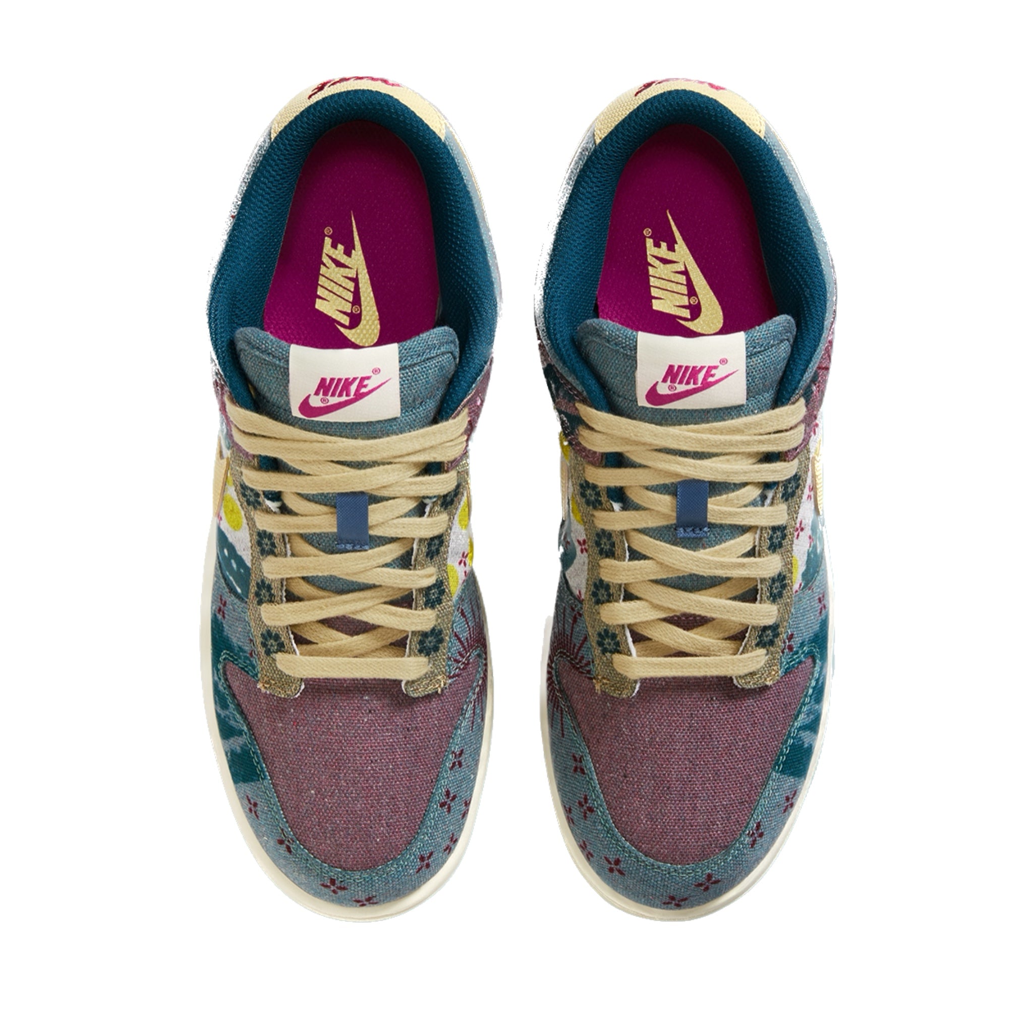 Nike Dunk Low Community Garden Sneakers - Multi-Color Midnight Turquoise, Cardinal Red & Lemon Wash - Casual Streetwear & Skateboarding Shoes