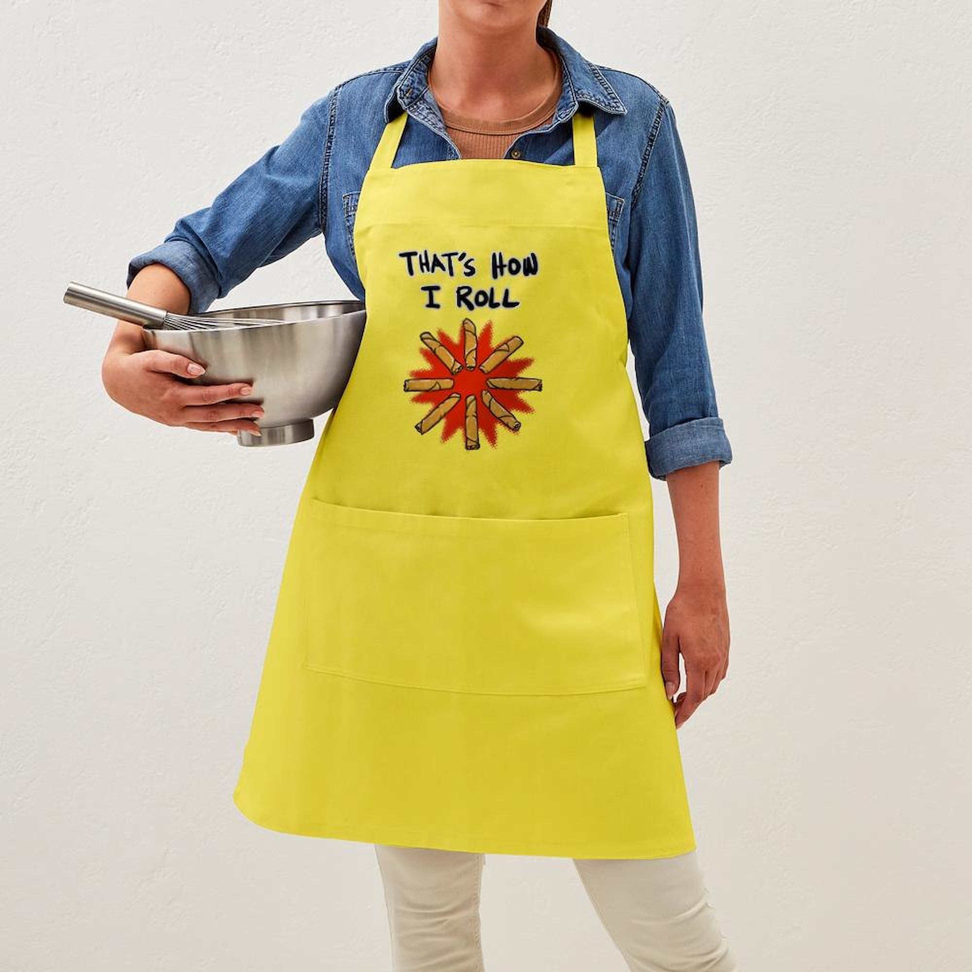 Lumpia Kitchen Apron with Pockets - Adjustable BBQ Grilling & Baking Apron for Cooking, Hosting & Outdoor Parties - Perfect Gift for Chefs & Food Lovers