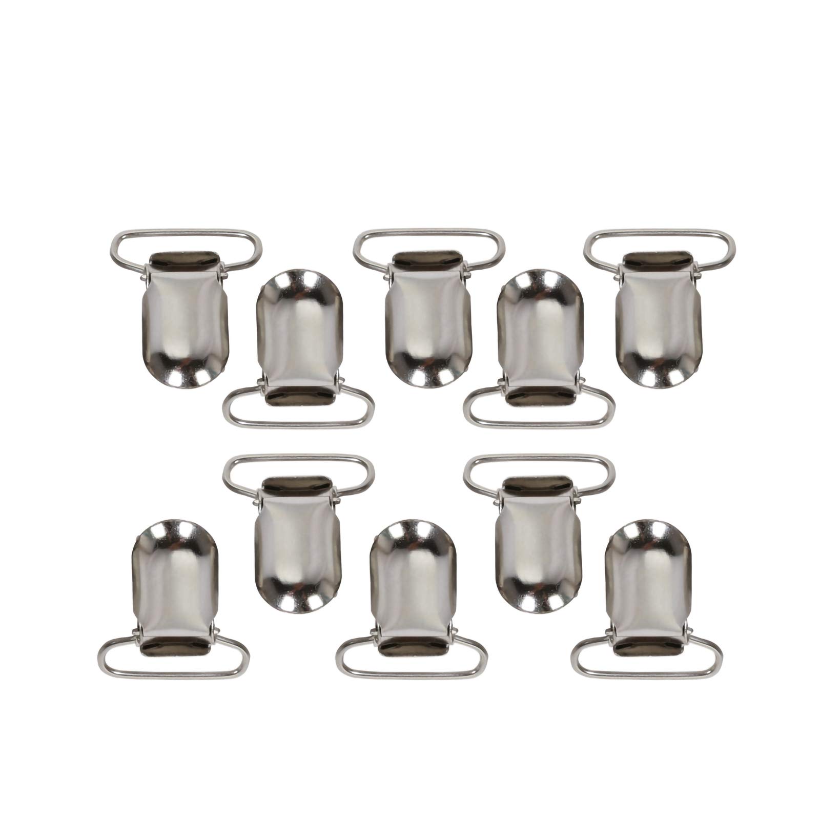 Andux 25 Pcs Silver Metal Suspender Clips for Pants, Skirts & Belts - Heavy Duty Holder Clips for Workwear, Cosplay & Fashion Accessories