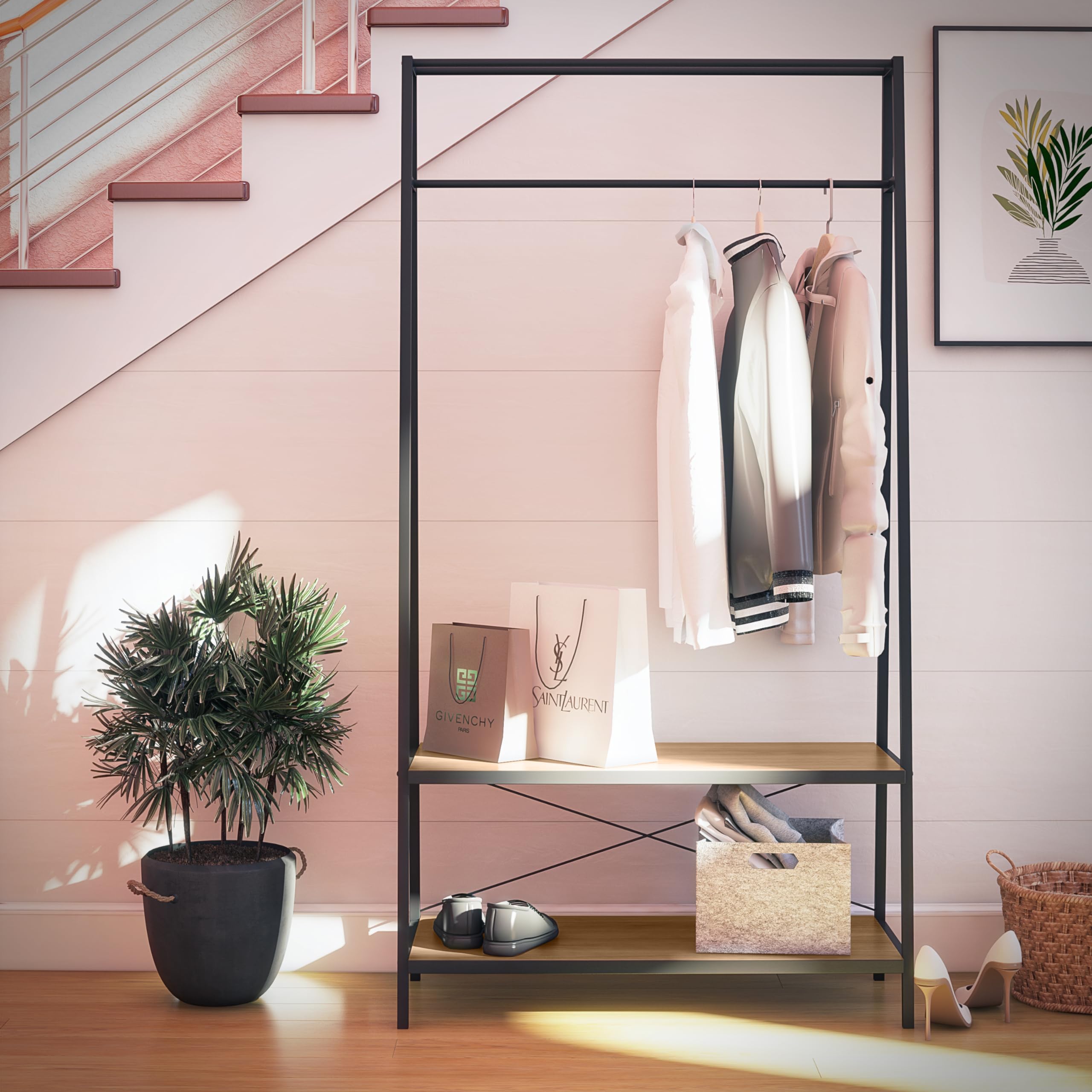 Ameriwood Drexel Closet Rack - Walnut Storage for Bedroom & Closet