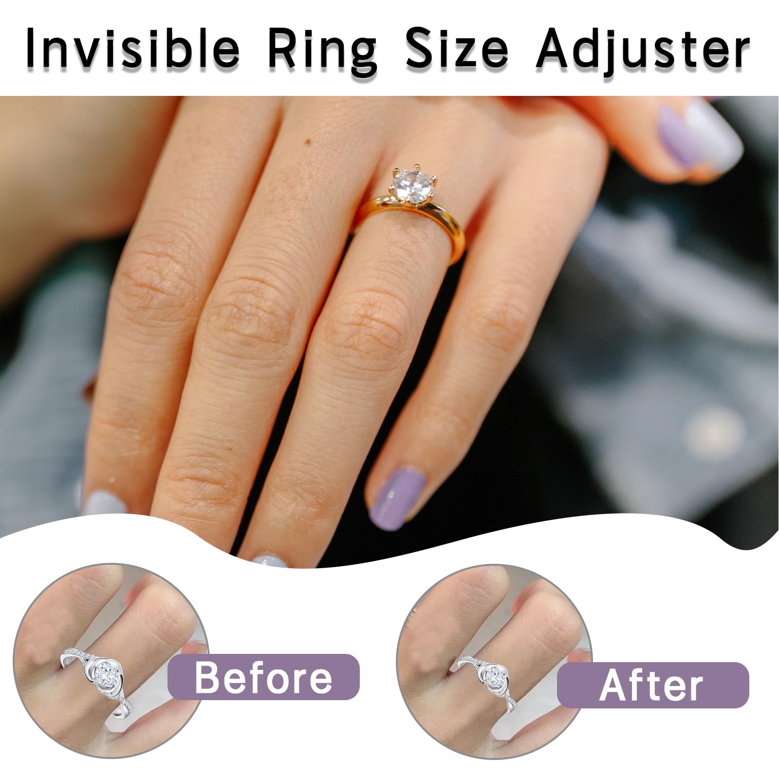 12PCS Ring Sizers for Loose Rings - 6 Sizes Adjustable Ring Guards, Invisible Silicone Ring Size Reducer for Women & Men | Perfect for Wedding Bands, Engagement Rings & Everyday Jewelry Comfort