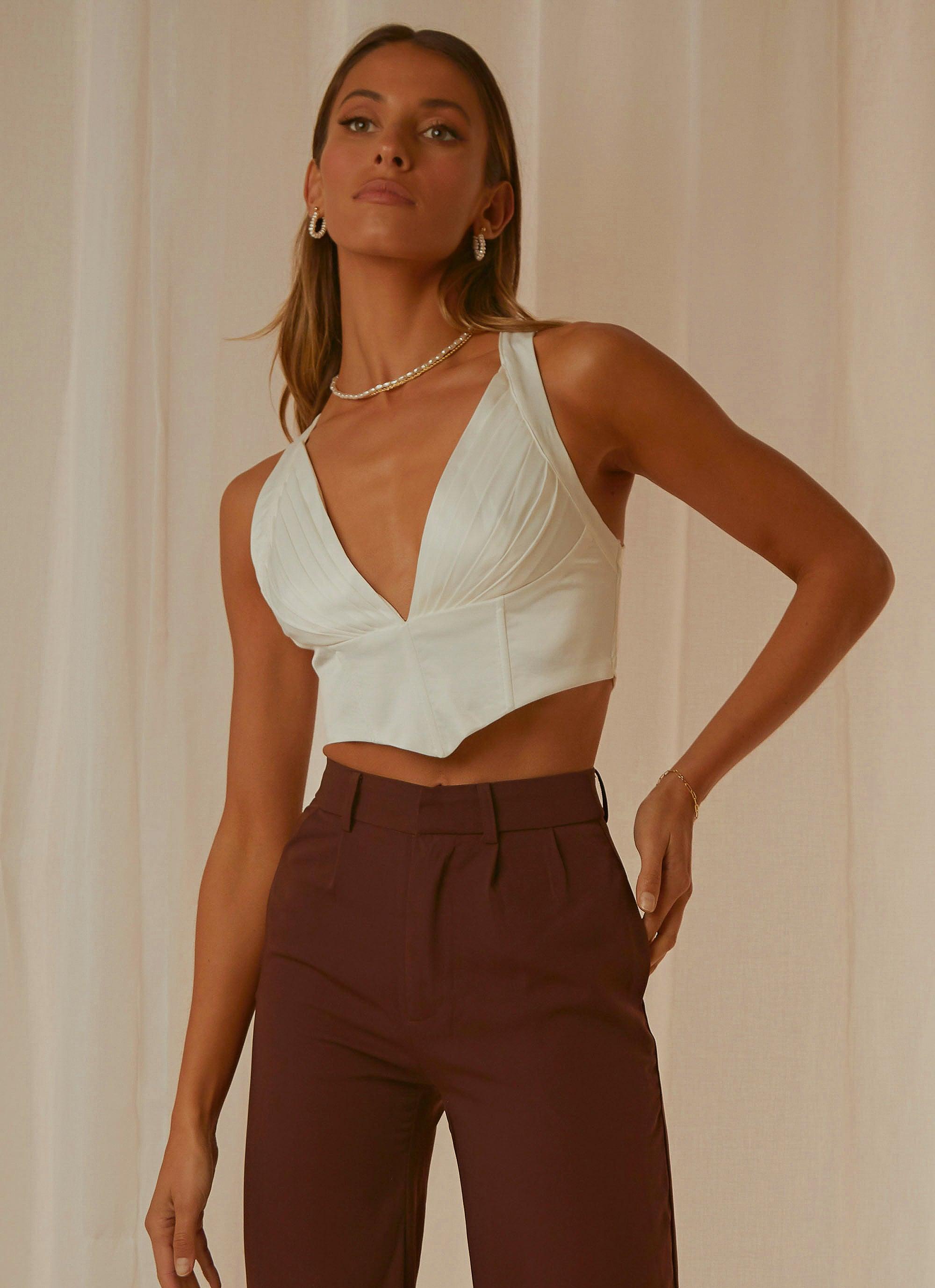 Elegant White Bustier Top for Women | Fall Fashion Lingerie | Perfect for Date Nights, Weddings & Special Occasions