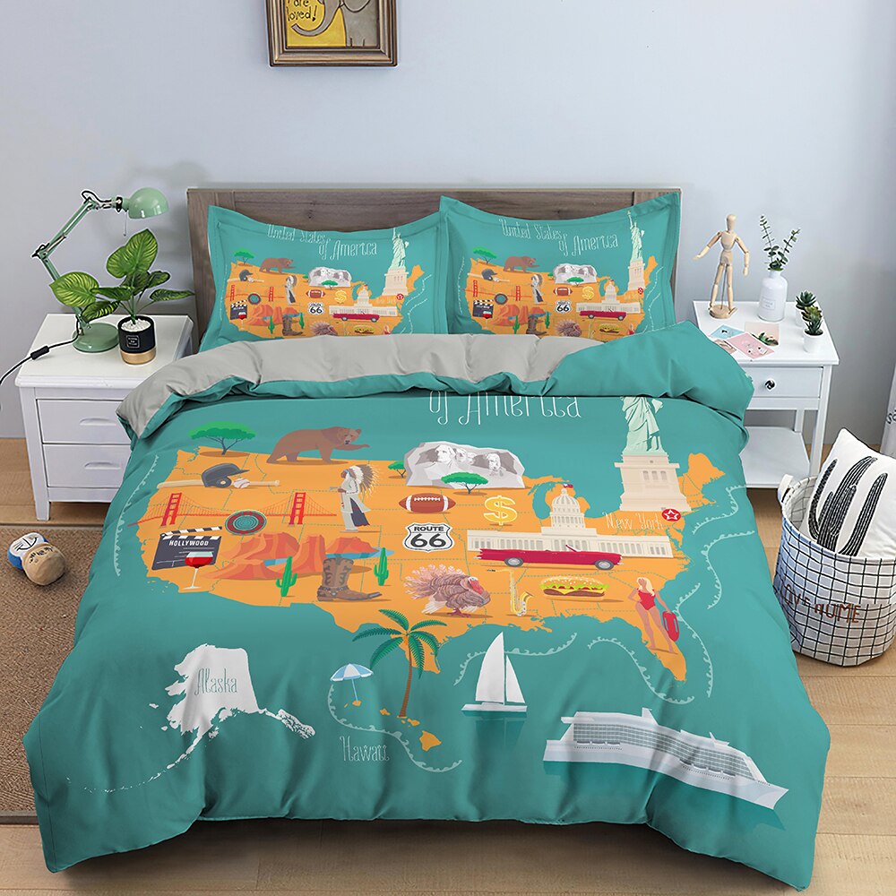 Discover Premium World Map Bedding Set - Soft & Stylish Comforter Cover for Travel Lovers | Perfect for Dorm Rooms, Adventure Themed Bedrooms & Gift Ideas