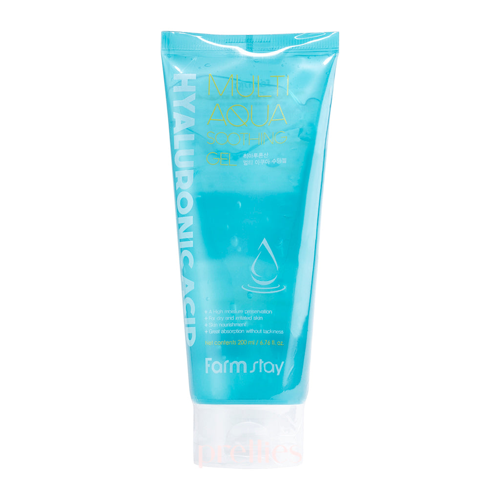 Farmstay Hyaluronic Acid Multi Aqua Soothing Gel 200ml - Hydrating Face Moisturizer for Dry & Sensitive Skin - Korean Skincare for Daily Use & Night Routine