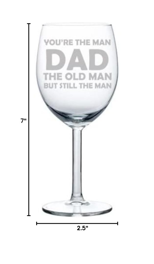 10 oz Funny Wine Glass Goblet for Dad - 'You're The Man' & 'The Old Man' Father's Day & Birthday Gift - Perfect for Celebrations, Parties & Gifts