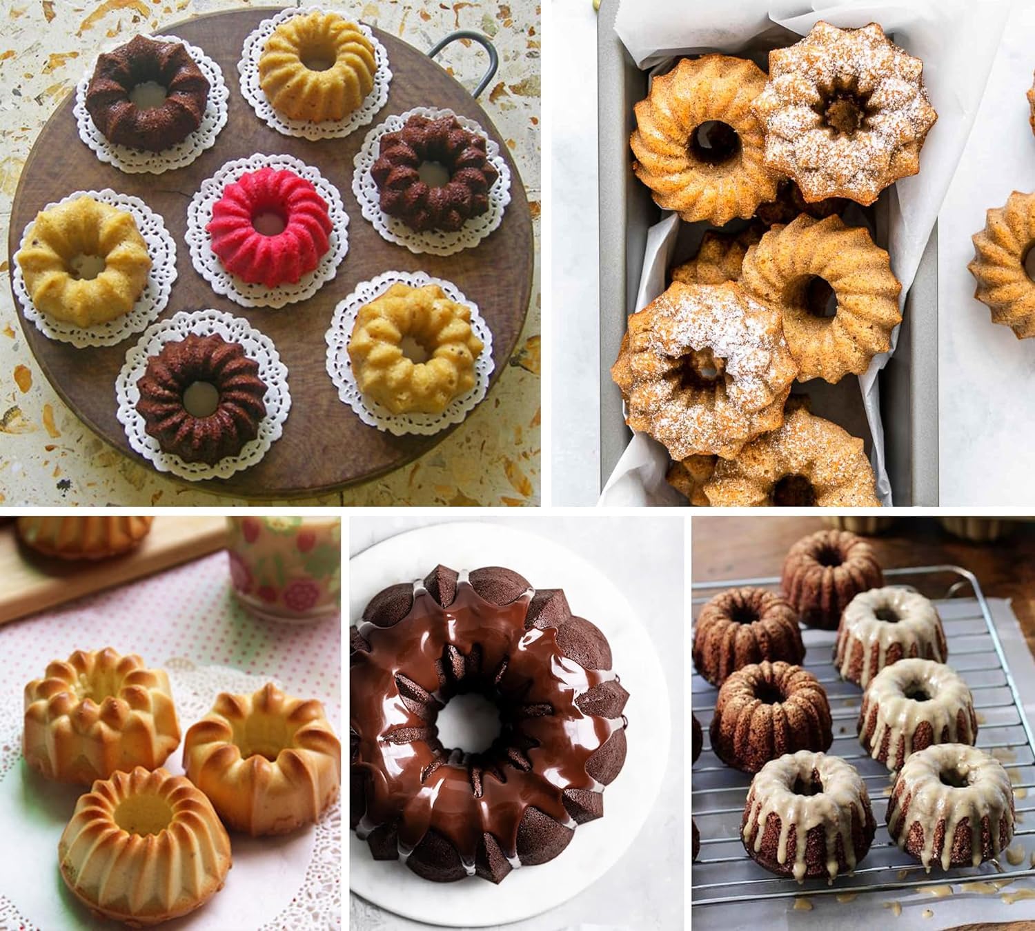 Skytail 6-Cavity Mini Bundt Silicone Mold - Nonstick Fluted Tube Cake Pan for Baking Chocolate Cake, Cupcakes, Donuts, Muffins & Brownies | Perfect for Birthday Parties, Holiday Desserts & Afternoon Tea Treats