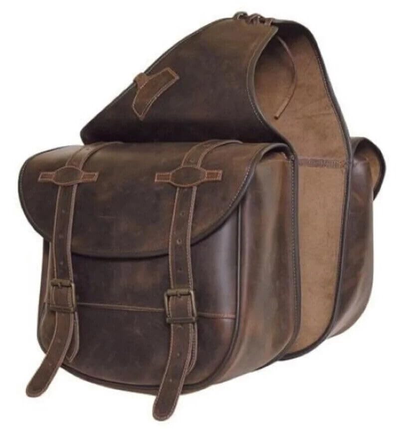 Premium Western Horse Leather Saddle Bag - Heavy Duty Trail Riding Accessory for Equestrians | Durable Leather Saddlebags for Horses & Bikes | ST-031 | Perfect for Ranch Work, Trail Rides & Outdoor Adventures