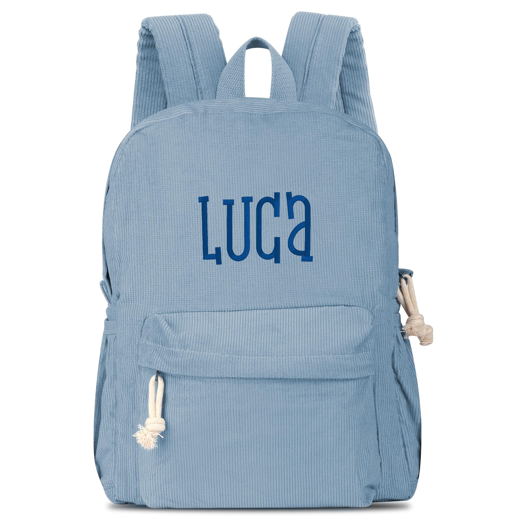 Personalized Corduroy Backpack for Toddlers - Cute Baby School Backpack for Boys & Girls (Blue) | Durable Preschool & Kindergarten Bag for Daily Use, Travel & Daycare Essentials