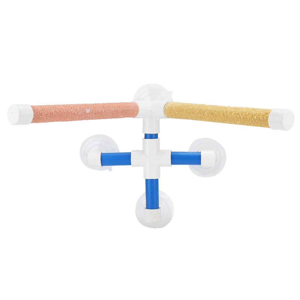 Zerodis Parrot Shower Perch Stand with 4 Suction Cups - Frosted Plastic Coated Bird Perch Toy for Bath Time & Play - Perfect for Bathroom, Shower & Cage Entertainment