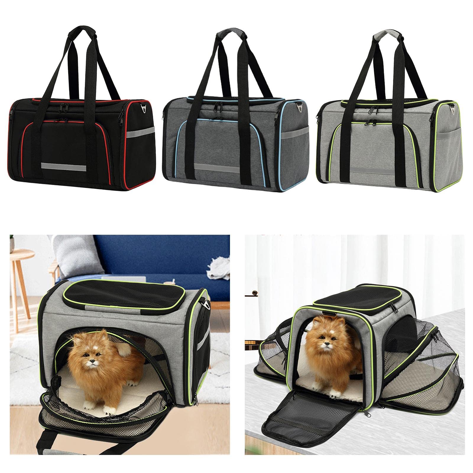 Expandable Cat Carrier Collapsible Pet Travel Bag - Light Gray Soft-Sided Dog & Cat Carrier for Airplane, Car & Vet Visits | Portable Pet Supplies for Small Animals | Foldable Pet Tote with Ventilation Windows