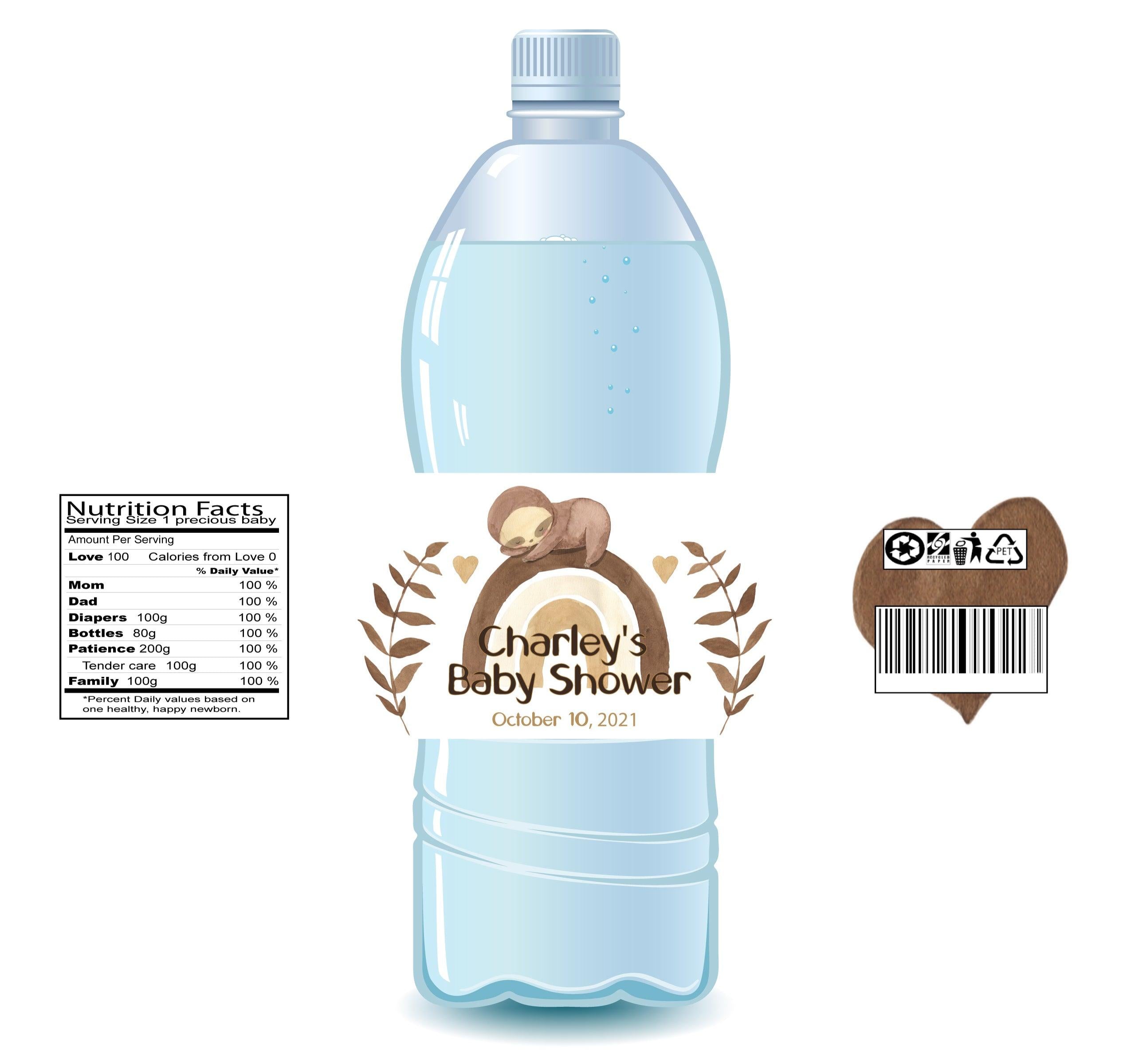 Boho Sloth Water Bottle Labels - Cute Sloth Design for Kids & Adults - Perfect for Birthday Parties, Baby Showers & Outdoor Adventures