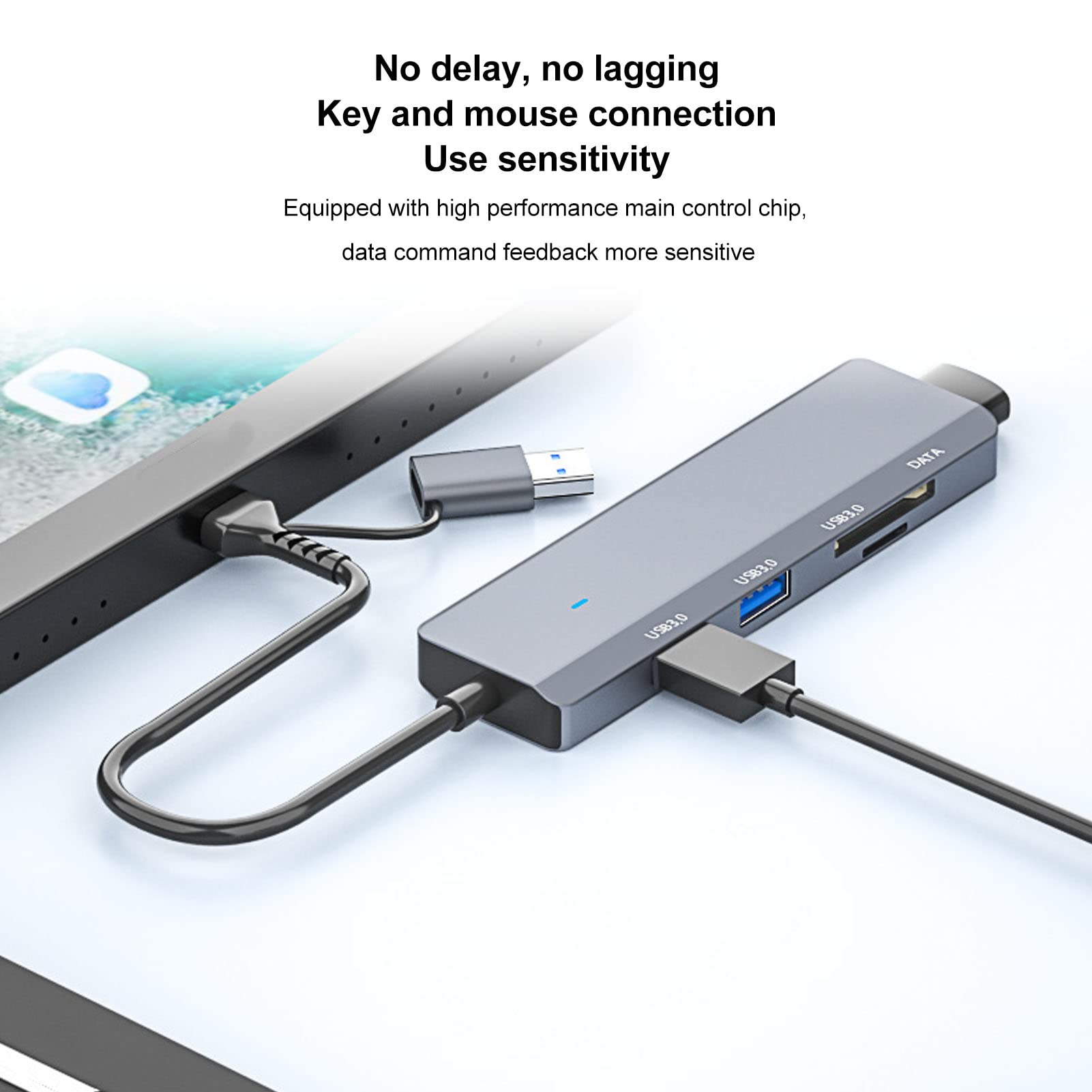Premium USB 3.0 Hub with 4-Port Expansion, 5Gbps High-Speed Data Transfer, SD/TF Card Reader & Aluminum Alloy Housing - Ultra Slim Portable USB Adapter for Laptop, PC, Smartphone - Perfect for Home Office, Gaming & Travel Use